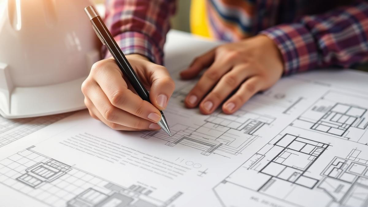 Engenheiro assinando documento técnico sobre projeto — A importância do desenvolvimento profissional na construção civil: conhecimento que gera resultados Engenheiro assinando documento técnico sobre projeto — A importância do desenvolvimento profissional na construção civil: conhecimento que gera resultados