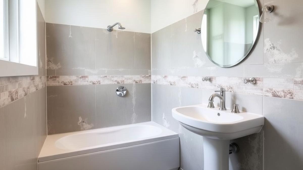 Banheiro com parede de drywall impermeabilizada e revestida — Normas ABNT na construção civil: as NBRs que todo construtor precisa conhecer Banheiro com parede de drywall impermeabilizada e revestida — Normas ABNT na construção civil: as NBRs que todo construtor precisa conhecer
