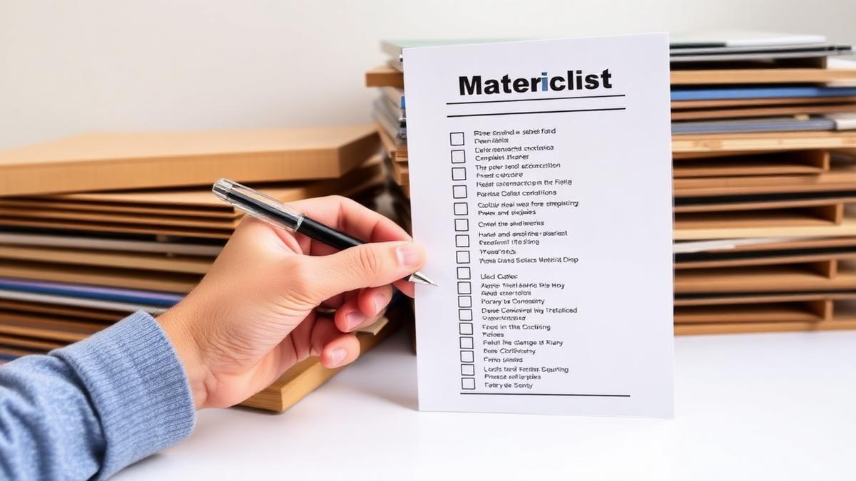 Lista de materiais impressa sendo conferida — Forro de drywall: preço por m² em 2026 (tabela) Lista de materiais impressa sendo conferida — Forro de drywall: preço por m² em 2026 (tabela)