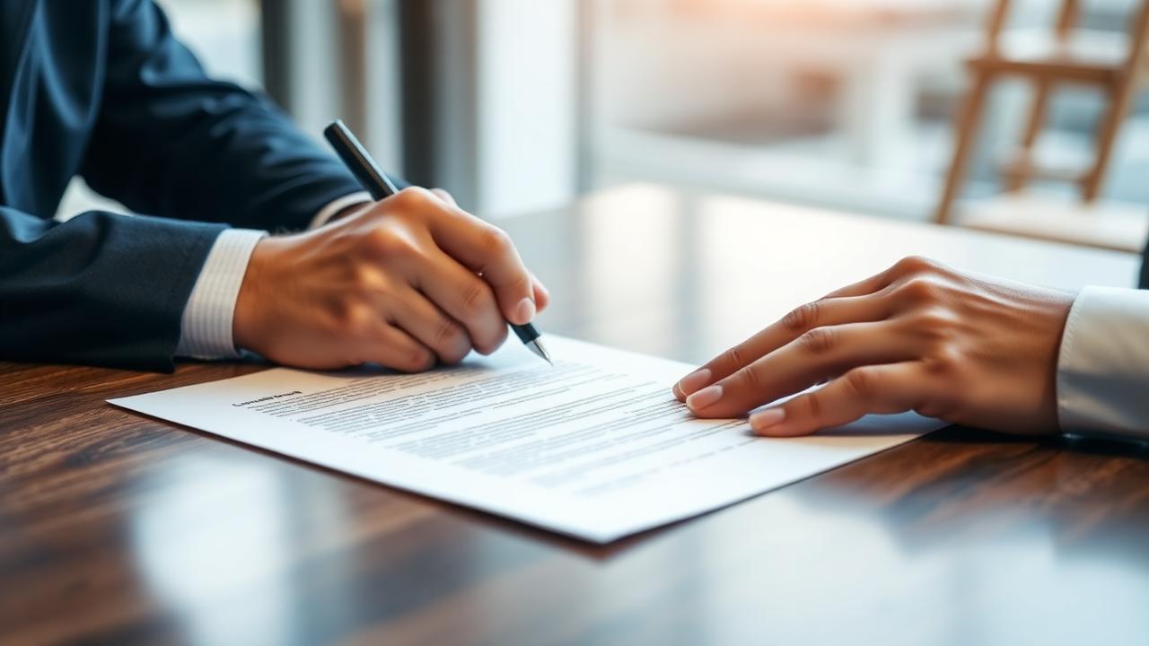 Cliente e prestador assinando contrato de prestação de serviço — Orçamento de Forro de Drywall: Guia para Evitar Perdas e Aditivos
