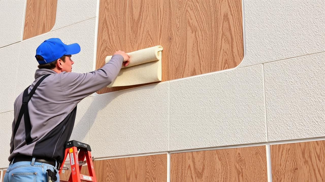 Aplicação de basecoat e tela de fibra sobre EPS no sistema EIFS — 3. Uso de lona plástica no lugar da membrana