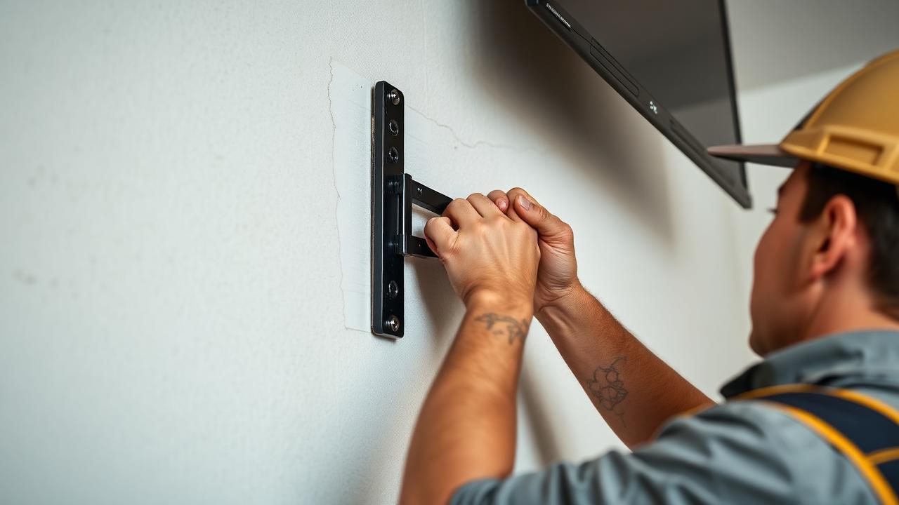 Suporte de TV fixado em parede de drywall — Como pendurar objetos pesados em paredes de drywall com segurança