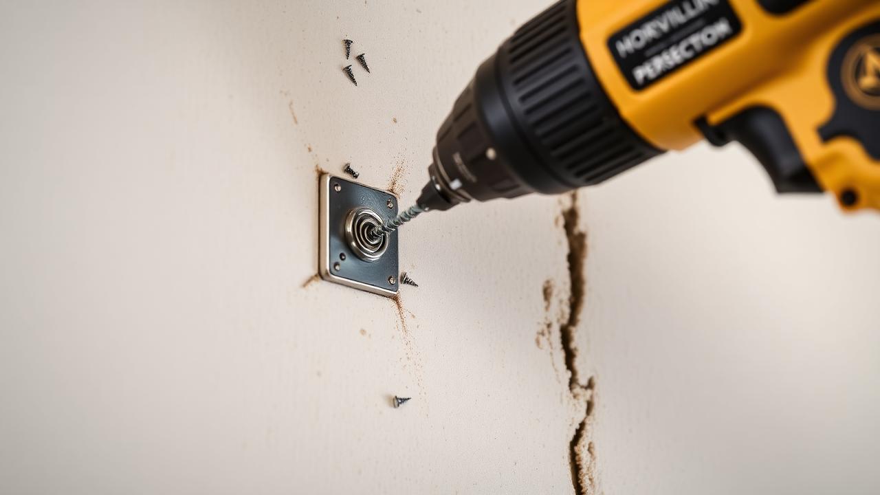 Parafusadeira fixando parafuso autoperfurante em perfil metálico — Quantidade de parafusos de drywall por m²: tabela e consumo real Parafusadeira fixando parafuso autoperfurante em perfil metálico — Quantidade de parafusos de drywall por m²: tabela e consumo real