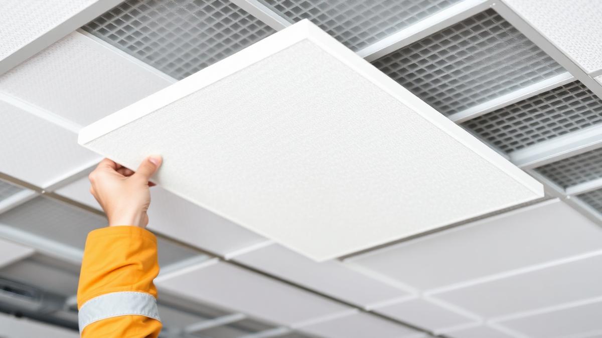 Placas de forro mineral empilhadas — Desempenho Acústico e Térmico em Forros Modulares Corporativos