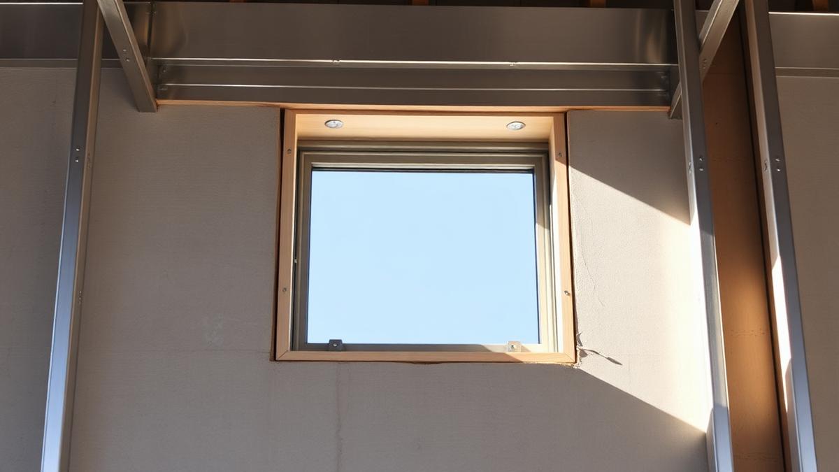Verga e ombreiras reforçando vão de janela em steel frame — Vergas, ombreiras e aberturas em paredes de steel frame